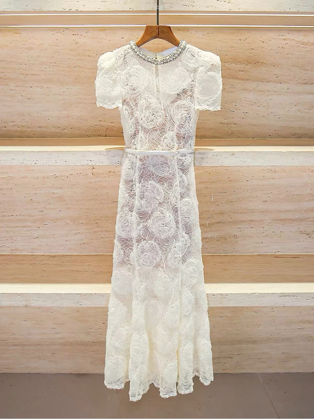 Self-portrait Elegant White Floral Lace Midi Dress